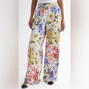Express Floral Wide-Leg Palazzo Pants - White Multicolor